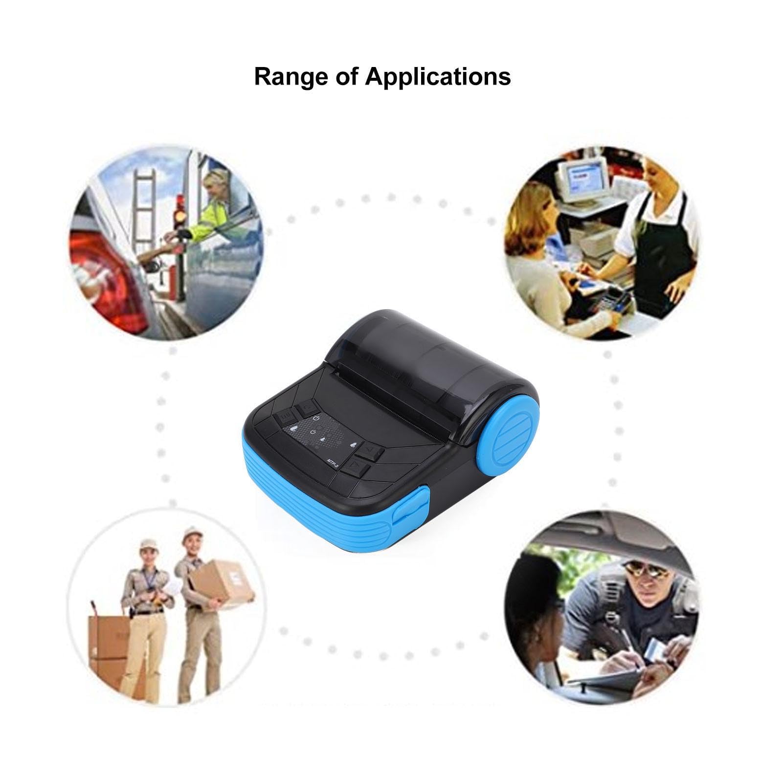 Impresora térmica Bluetooth portátil 80mm Recibo, Factura, Factura, Impresora POS, Impresión con Smartphone a través de Bluetooth, Compatible con IOS Android