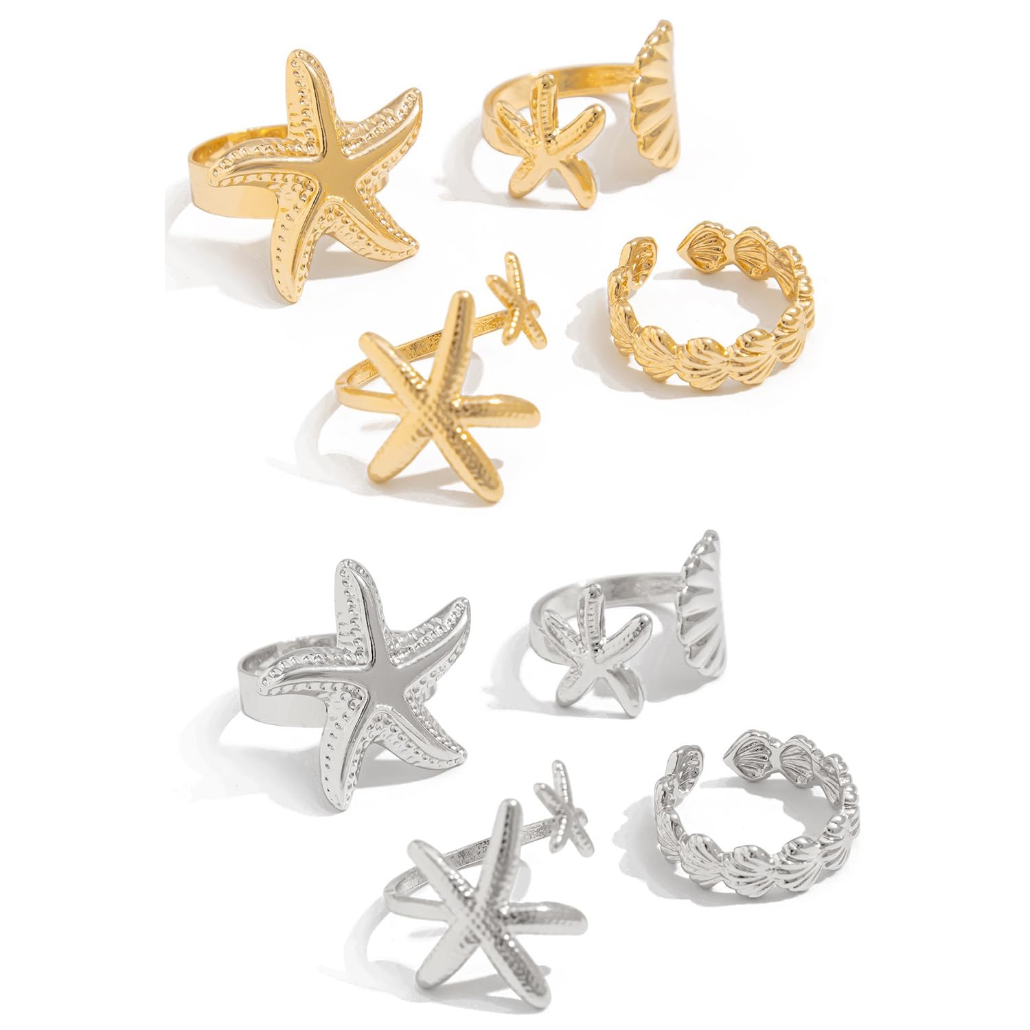Combo Set Gold and Silver Plated Rings for Women and Girls Latest Stylish-image-2