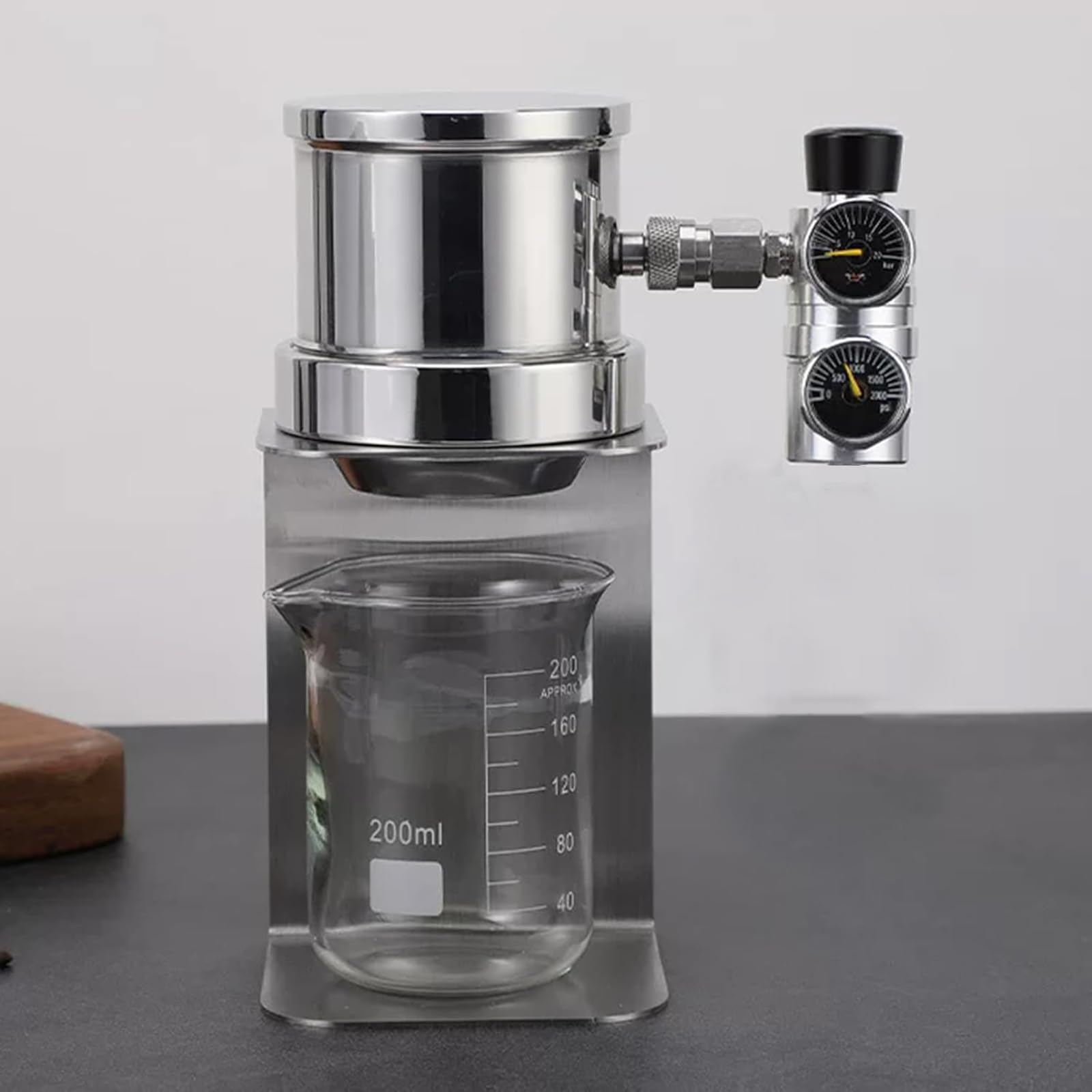 Macchina For Caffè Espresso Pneumatica, Caffettiera Manuale Portatile A Pressione D'aria, Con Manometro, Lega Di Alluminio/acciaio Inossidabile, Pressione Di Esercizio: 1-20 Bar(Stainless Steel)