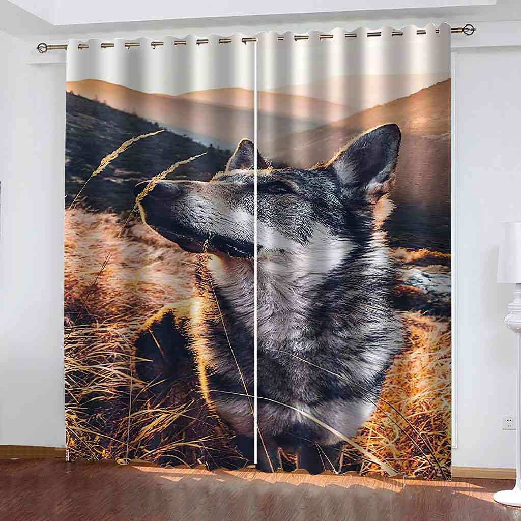 Rideaux Occultants Enfant Loup 3D contre la lumière et le bruit