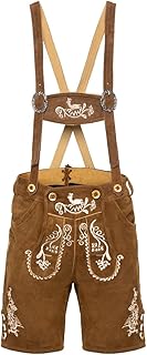 Lederhosen Oktoberfest Party Outfit Real Leather Shorts with Suspenders Men's Trachten Tracht