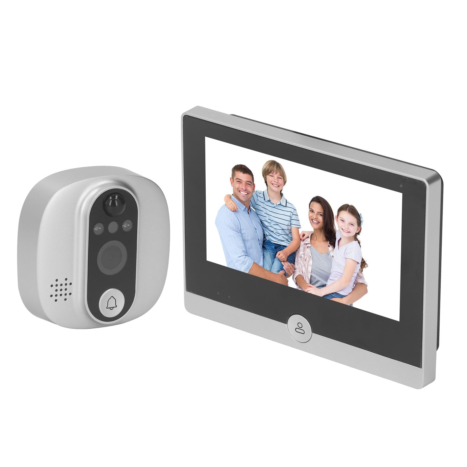 Walfront Visor de Puerta WIFI Cámara de Mirilla Inteligente Detección de Movimiento 1080P LCD en Color de 4,3 Pulgadas Intercomunicador Bidireccional Visión Nocturna Gran Angular