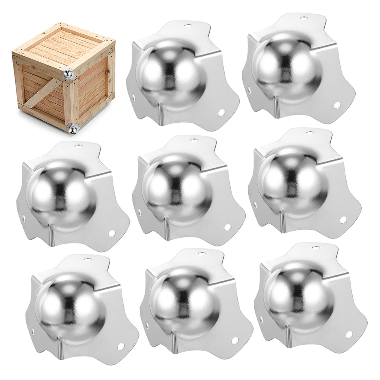 TEHAUX 12 Pezzi Protezioni Angolari per Flight Case in Ferro Argento, Copertura Angolare a Forma Sferica, Resistente e Facile da Usare per Mobili e Valigie