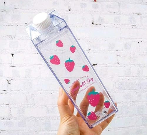 Miniatura 7 de Botella de agua de cartón de leche de 17 oz (16.9 fl oz), botellas de leche cuadradas transparentes sin BPA, botella de agua a prueba de fugas,