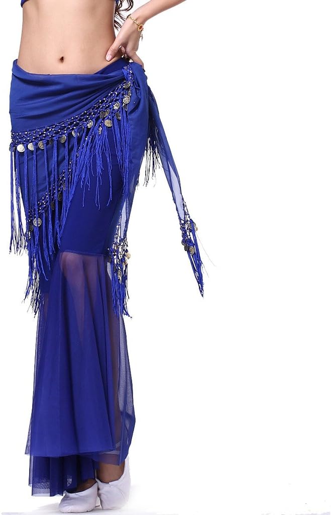 Women's Belly Dance triangler Hip Scarf With Coins - Image 3