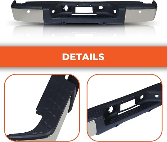 labwork Rear Bumper Steel Chrome with Rear Park Assist Replacement for Chevy Silverado 1500 Sierra 1500 2007 2008 2009 2010 2011 2012 2013 GM1103148 20899360