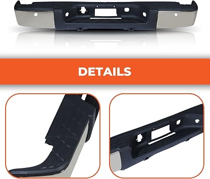 labwork Rear Bumper Steel Chrome with Rear Park Assist Replacement for Chevy Silverado 1500 Sierra 1500 2007 2008 2009 2010 2011 2012 2013 GM1103148 20899360