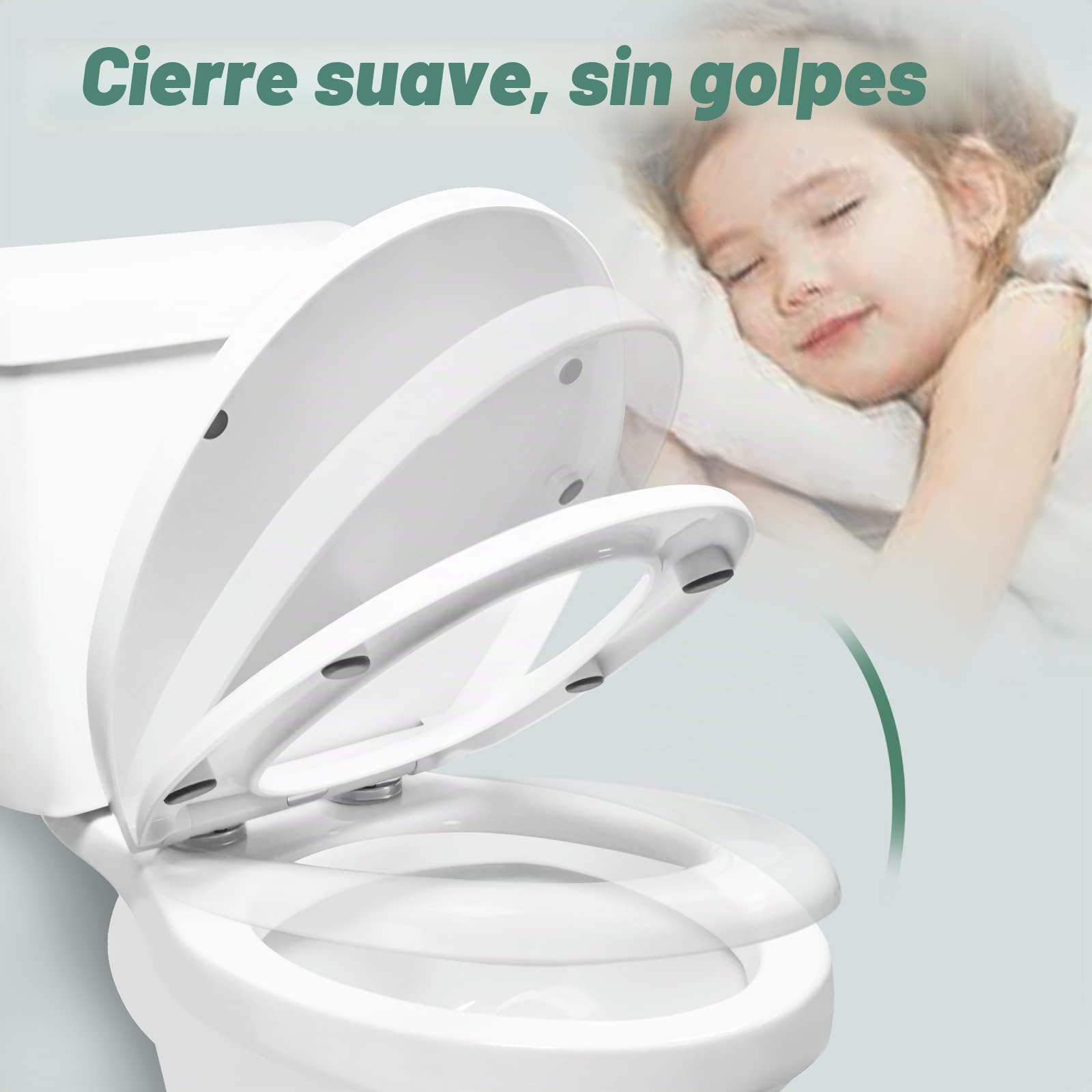 Asiento De Inodoro De Frente Abierto Con Tapa, Tapa De Inodoro Redondo, Asiento De Inodoro De Cierre Suave, Tapa WC De Plástico De Gran Apertura, Blanco,35.5 * 40Cm