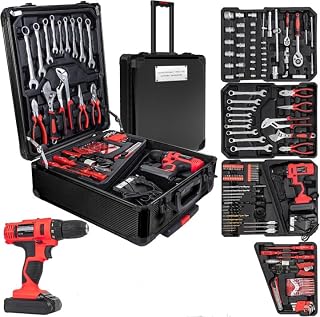 18V Electric Power Drill Set, Power Tool Set, Cordless Drill for Men, Household Home DIY Hand Tool Kits,18+1 Clutch Cordless Power Drill Set for Thanksgiving, Christmas,Father's Day Gifts(Black)