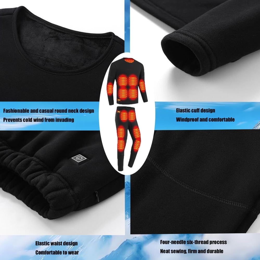Heated Underwear Pants for Men Women/Men's Women Winter Outdoor Sports Underwear,3 Heating Level Electric Thermal Bottom with 12 Heating Zones for Winter and Outdoor use Camping & Hiking（Gray）