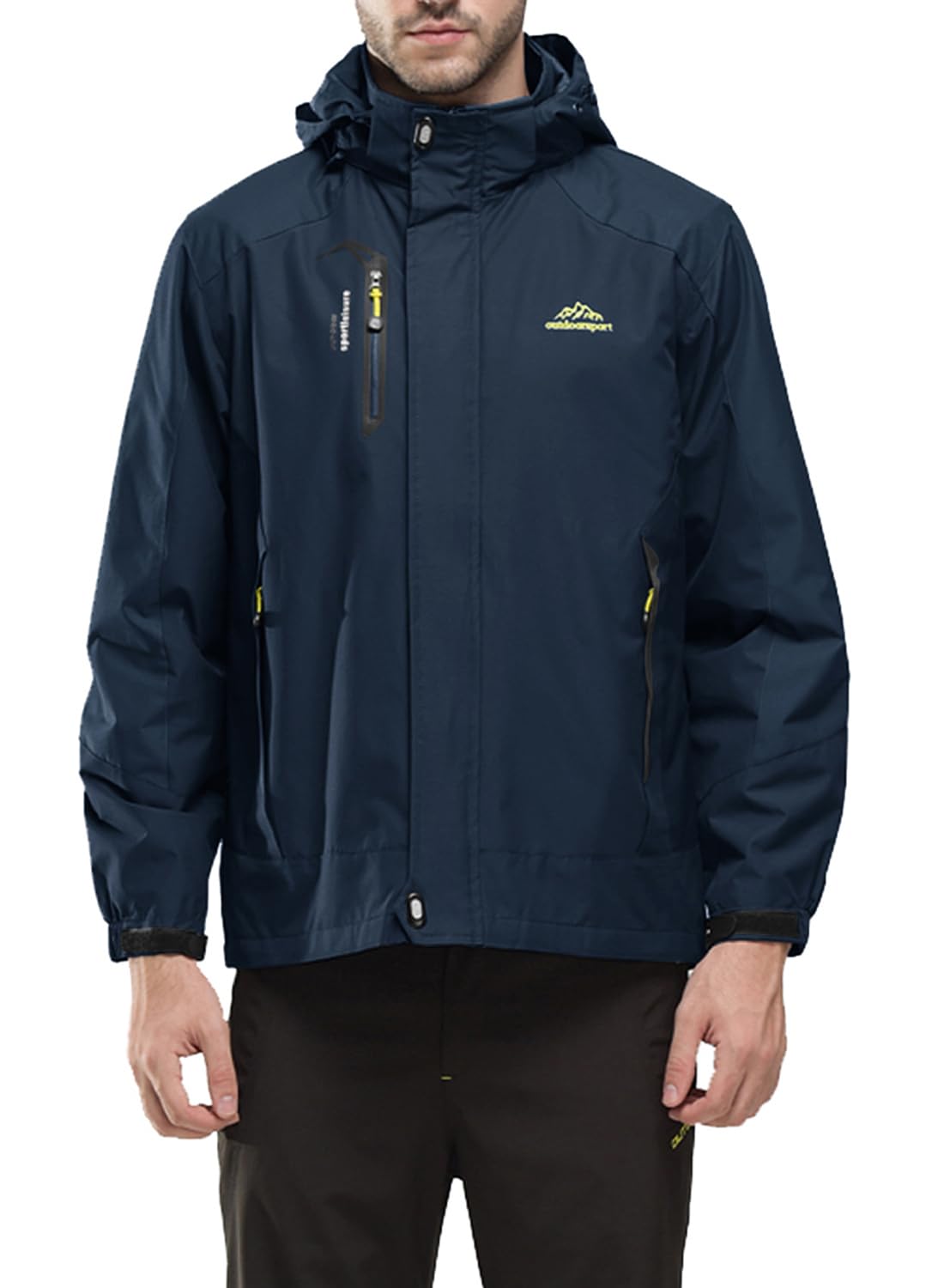 YSENTO Herren Regenjacke wasserdichte Outdoor Atmungsaktive Wandern Funktionelle Softshell Winddichte Regenjacke mit Abnehmbarer Kapuze