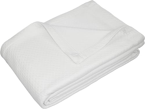 Miniatura 8 de Cotton Craft - Cobija térmica de sarga de punto espiga (100% algodón súper suave de alta calidad), Algodón, Diamante - Blanco, gemelo