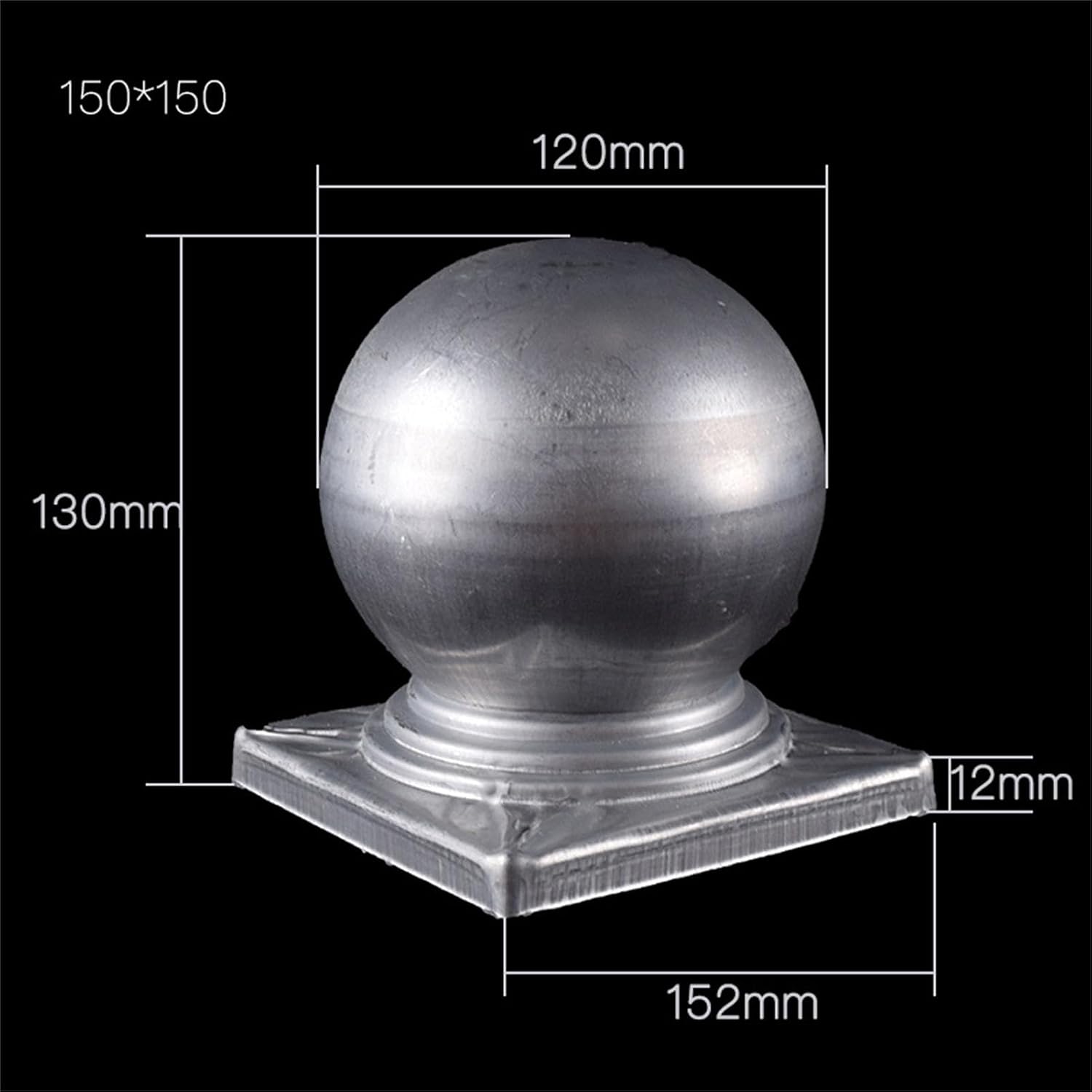 Post Cap 8 X Sphere Fence Finials, Fence Post Caps Galvanised Metal Garden Decking Fence Ball Post Cap Finial,150x150mm
