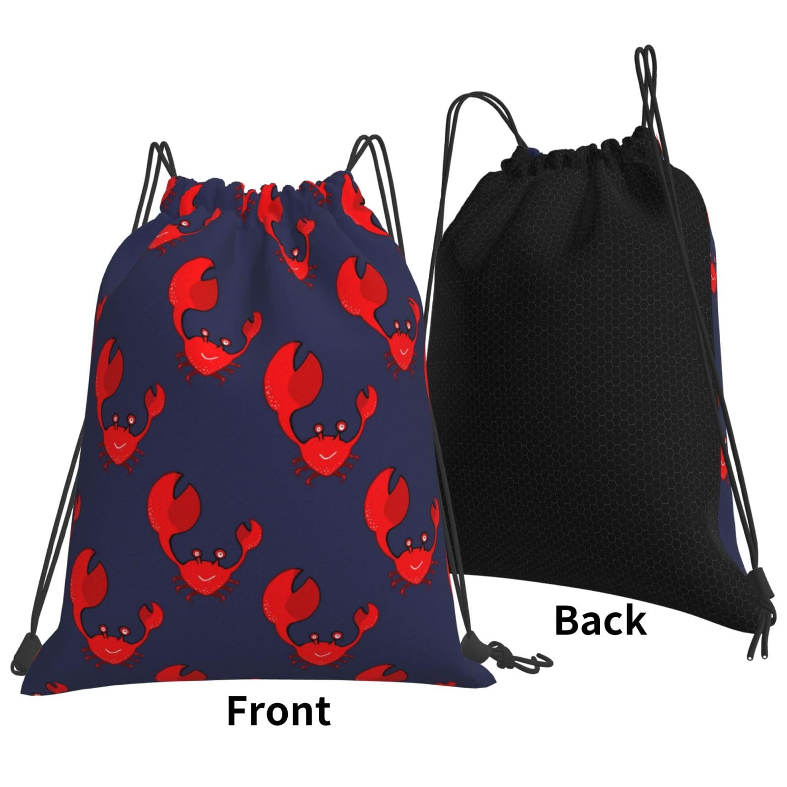 Rqzwdq Cute Crab Of Animal Pattern Drawstring Bag Backpack Gym Bags Sports Sack Shopping Yoga Travel String Daypacks For Men Women Adult