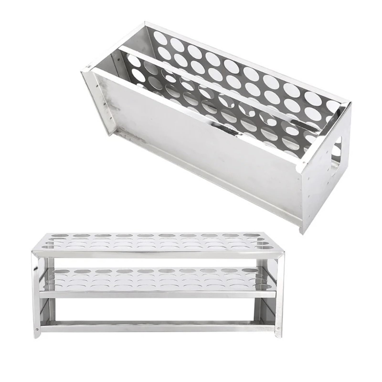 Reagenzglasgestell 40-Loch-Röhrchenständer, doppelschichtiger Reagenzglasständer aus Edelstahl, 304-Stanzplatte