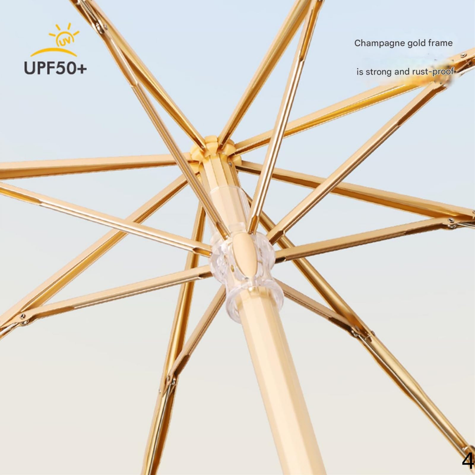 Ombrelle Anti UV Parapluie Umbrella 8 Poignée en Bois Parasol Protection Pliante Mesdames Sunny Trois Fois-Jaune De Jade