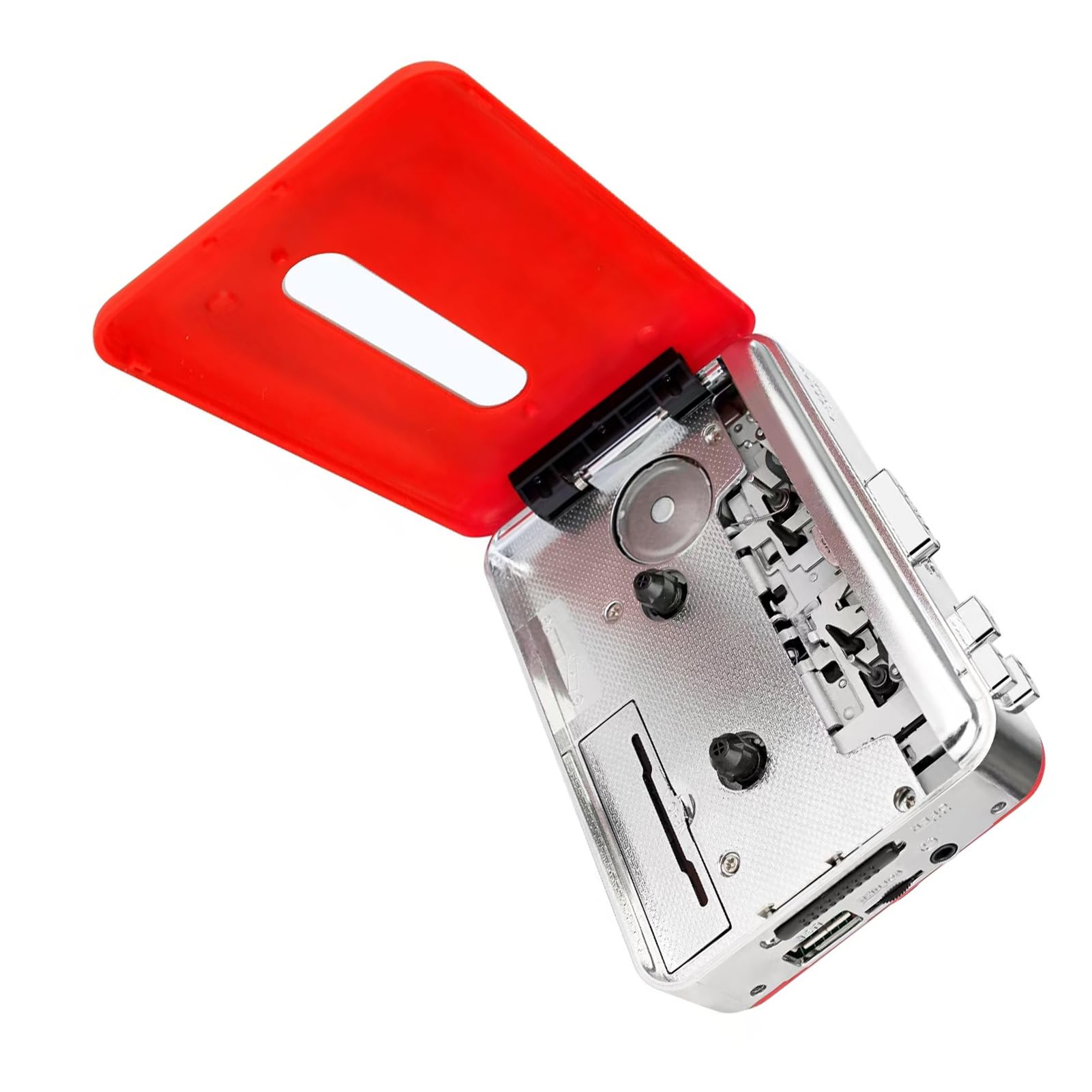 Aramox Przenośny Konwerter Kaset, USB Dwukanałowy Kaseta na MP3 (czerwony)