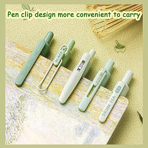 LSLSHY Cute Gel Pens 5Pcs 0.5mm Fine Point Black Ink Green tea pens - Image 5