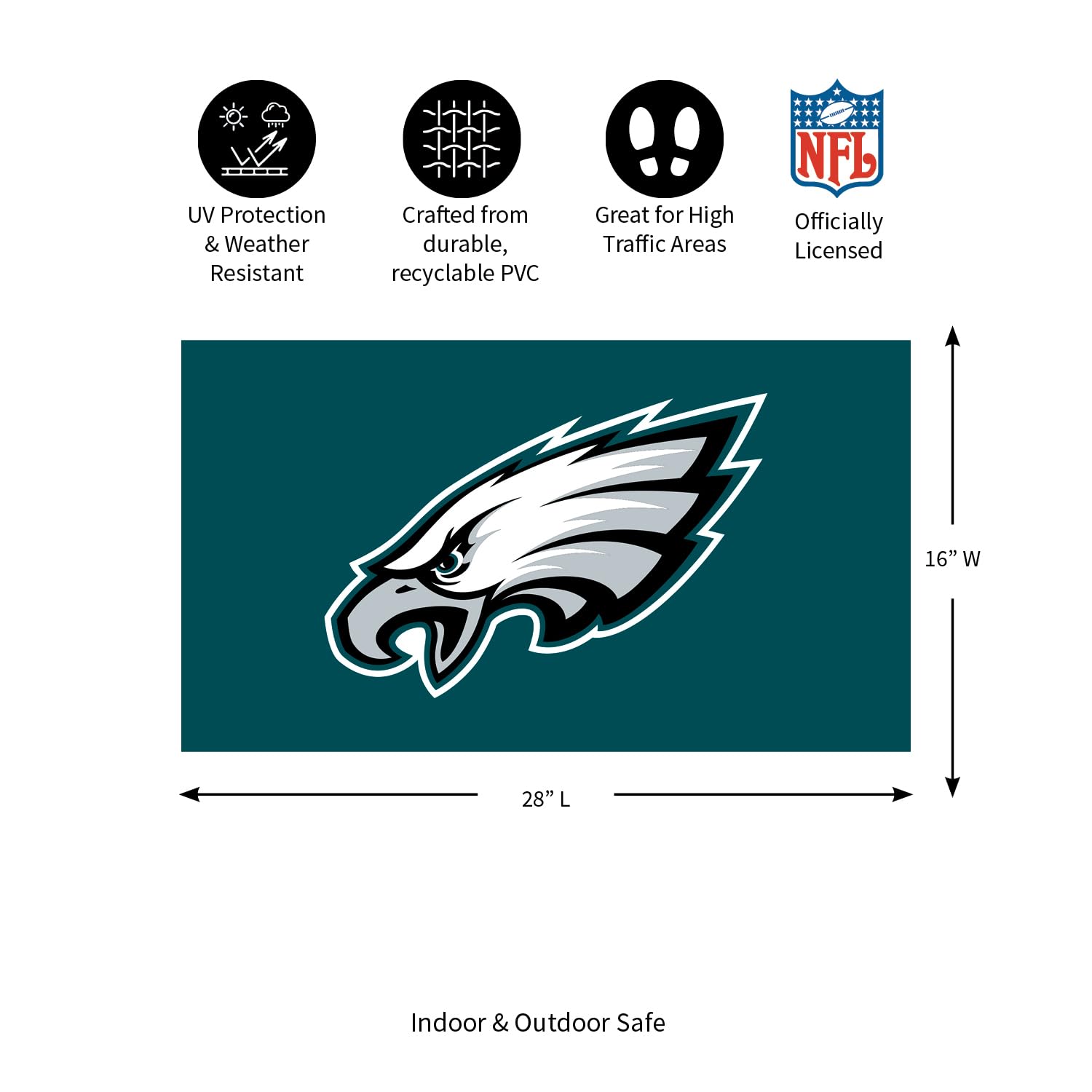 Officially Licensed Philadelphia Eagles Door Mat – 28"x16" Indoor/Outdoor Welcome Mat For NFL Sports Fans