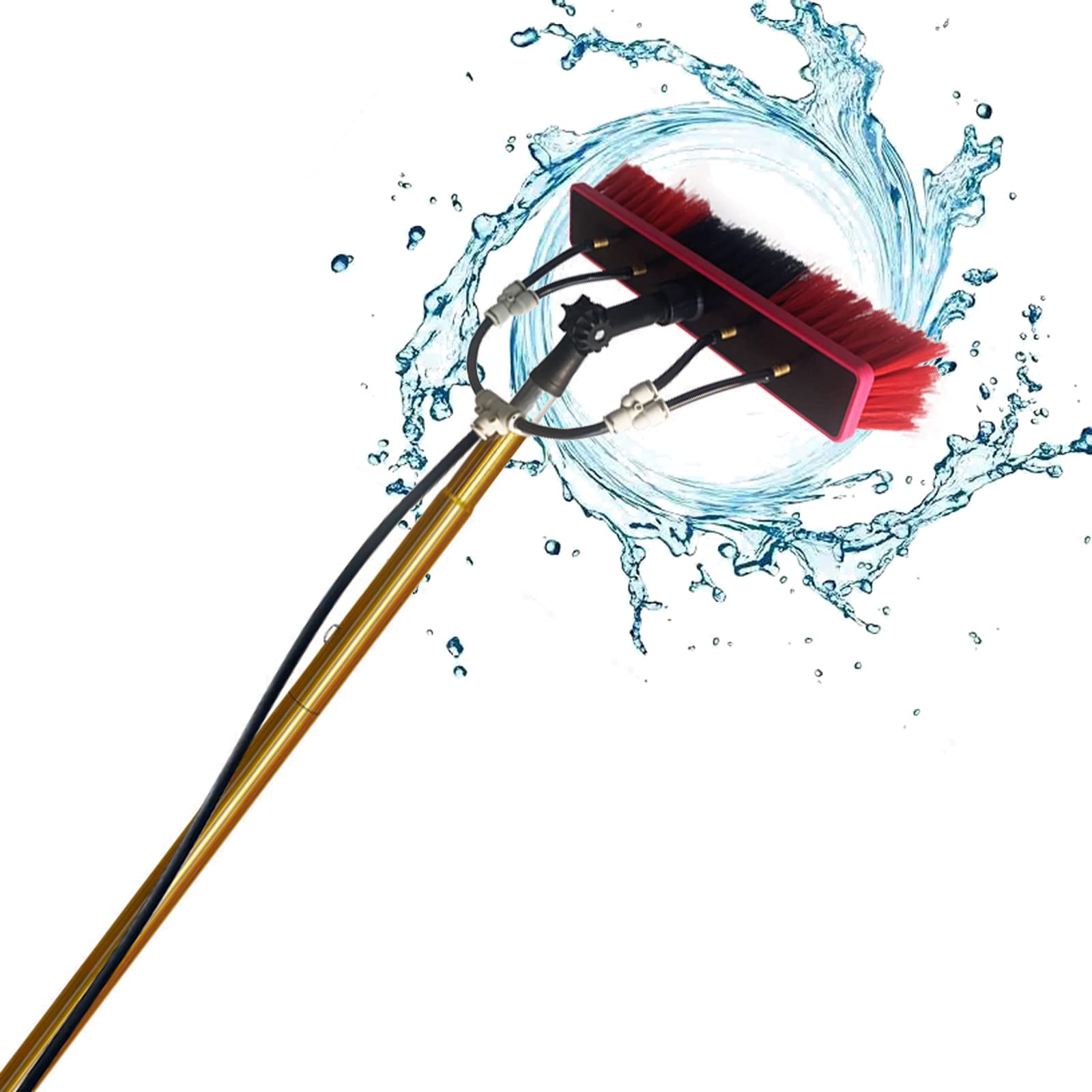 GTHTUHFD Adjustable Telescopic Window Cleaning Poles - Water Fed Pole Kit With 4-Hole Brush For Effortless High Reach Cleaning - Ideal For Windows Solar Panels And Outdoor Su,55cm Brush Head-12M/39FT