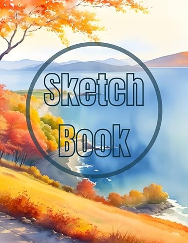 Sketch Book: Premium watercolor Autumn in the Sea view design cover page Sketchbook Blank Paper Pad 8.5" x 11" - 120 Pages Blank Paper Book For ...