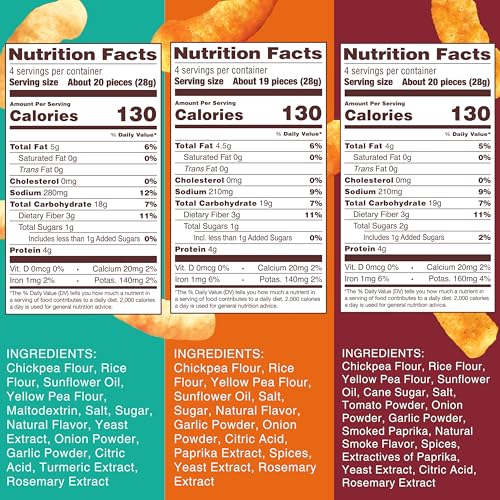 Image of Hippeas Chickpea Puffs, Variety Pack: Vegan White Cheddar, Nacho, BBQ, 4 Ounce (Pack of 6), 4g Protein, 3g Fiber, Vegan, Gluten-Free, Crunchy, Plant Protein Snacks