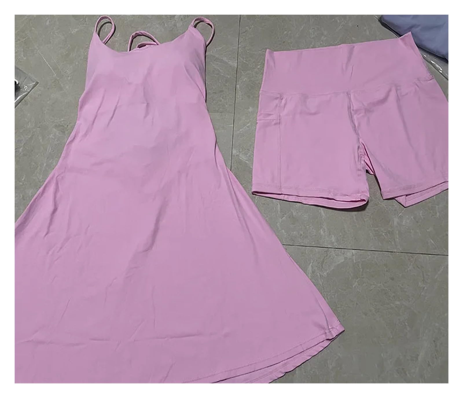 Abiti Da Tennis Da Donna S-XL Abito da tennis incrociato sul retro con pantaloncini e tasche Donna Gonne sportive imbottite da golf Badminton Skorts Tute da yoga Tute fitness Per Tennis(Pink,M)