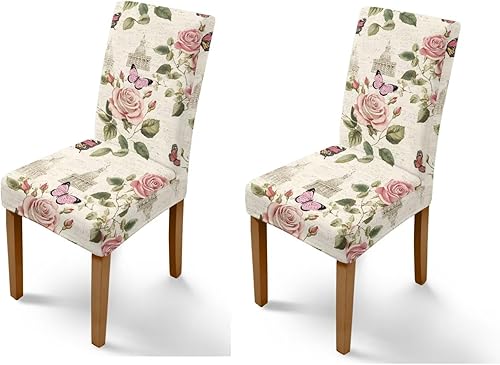 Miniatura 24 de Rnyleeg Red Rose Butterfly Chair Covers for Living Room No Arms Stretch Dining Chair Covers Set of 1 Soft Washable Kitchen Chair Protector Cover