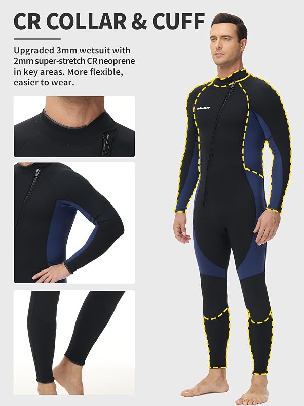 Owntop 3/2 mm neoprén wetsuit elöl cipzárral, nyújtható búvárkodási ruha férfiaknak és nőknek