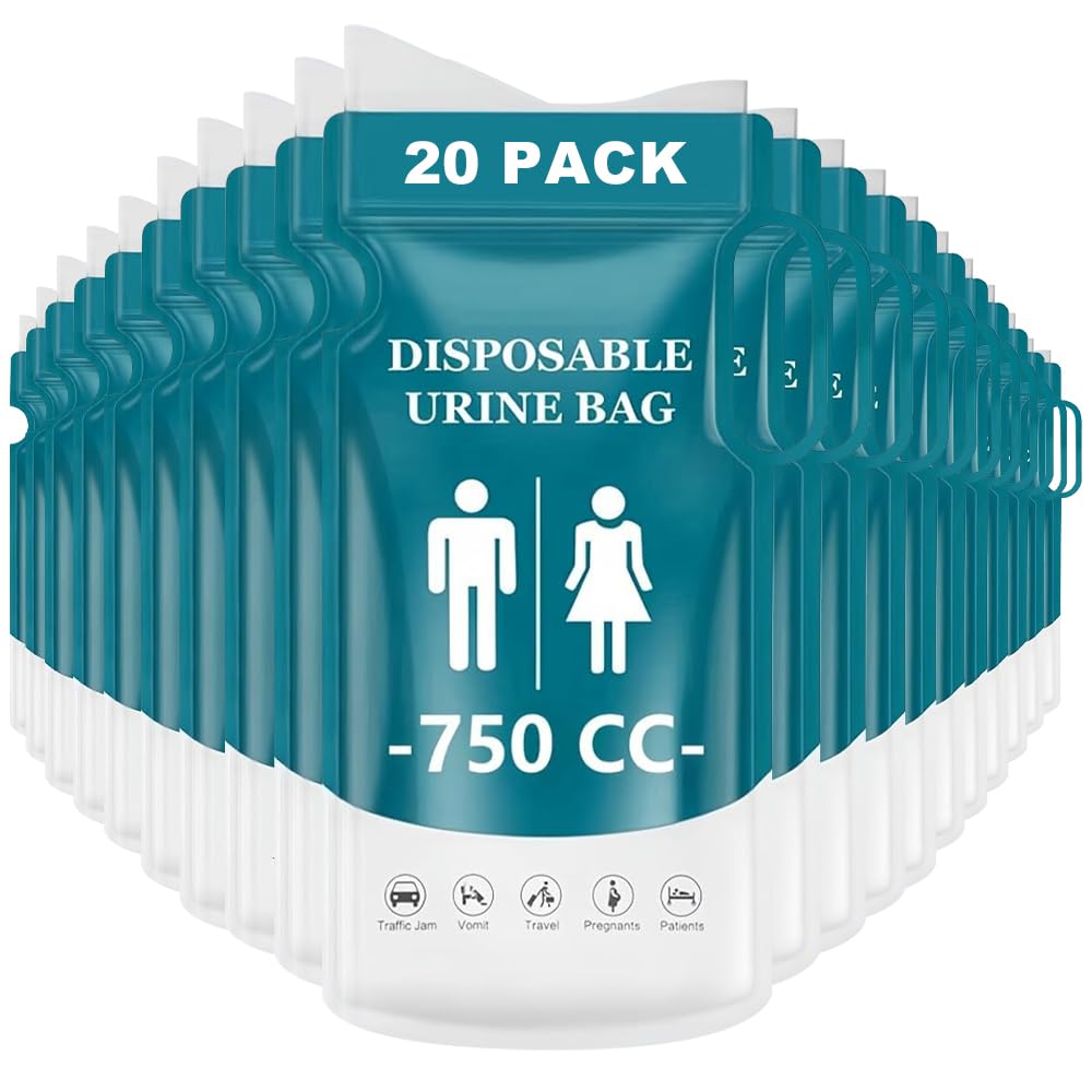 Agarte 20 PCS Disposable Urine Bags with Handle, 750ML Emergency Toilet Pee Bags, Portable Urinal Toilet Bags for Men, Women, Emergency Camping Pee Bags for Travelling, Camping and Hiking