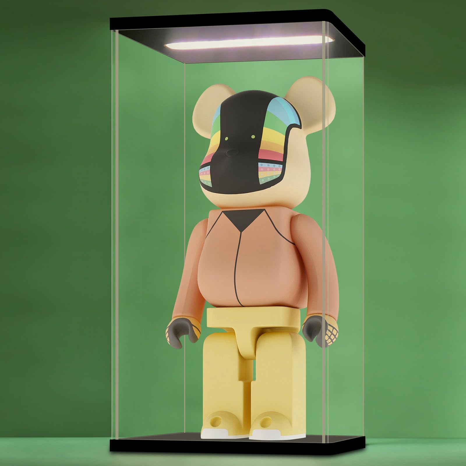 NONEMEY Clear Acrylic Display Case with Remote Control Light for 400% Bearbrick, Dustproof Model Showcase Organizer Box, Display Case for Collectibles Bearbrick (6×4.7×11.8inch,15×12×30cm)