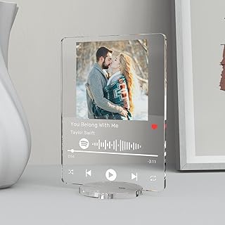 Personalized Spotify Glass Plaque 11x15 cm, Custom Acrylic Song Cover Art Photo Frame, Create Unforgettable Memories with Music Plaque, Customized Gift for Music Lovers