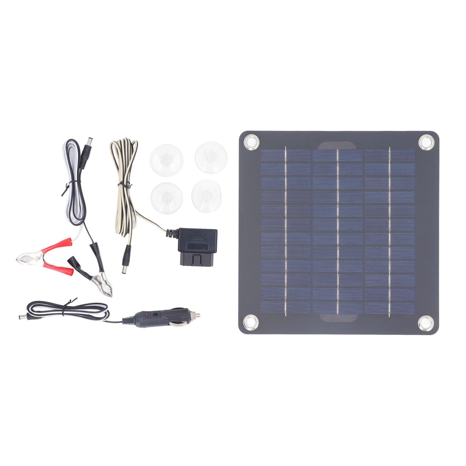 Zestaw Panelu Słonecznego, Zasilacz Monokrystaliczny z Wyjściem 12 V i 18 V z Panelem Słonecznym 10 W, Wtyczka OBD, ładowarka Słoneczna do Samochodu Kempingowego, łodzi i łodzi
