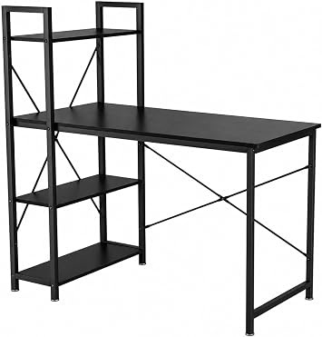Utopia Alley SmartSpace Series Computer Desk with Storage Shelves, 47 Inch Home Office Desk, Reversible Bookshelf Design, Study, Gaming & Workstation Desk, Black