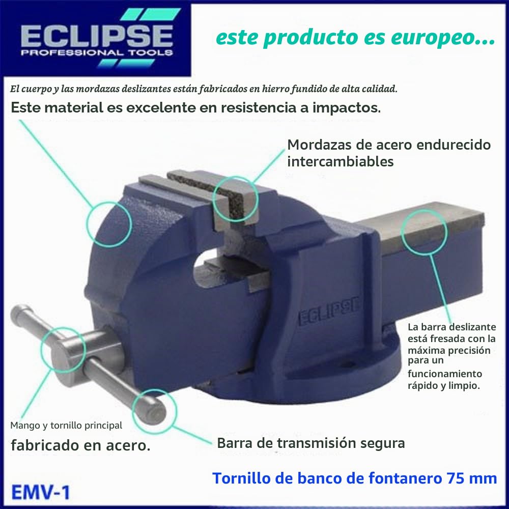 Eclipse Professional Tools EMV-1 Tornillo de banco de mecánico de 3"