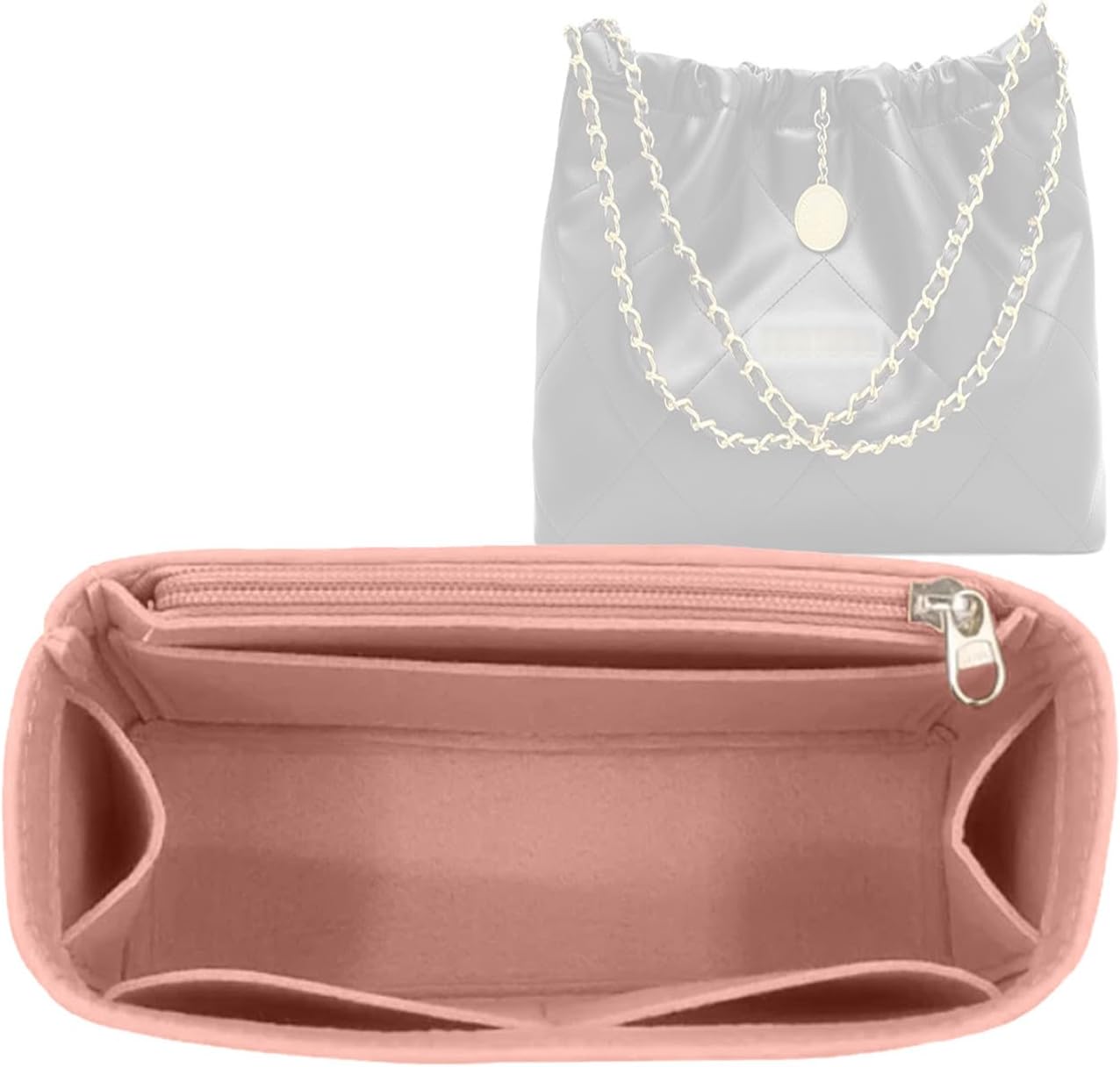 Lckae Purse Organizer For Chanel 22 Handbag - Single Shoulder Felt Insert Y081 Pink-Mini