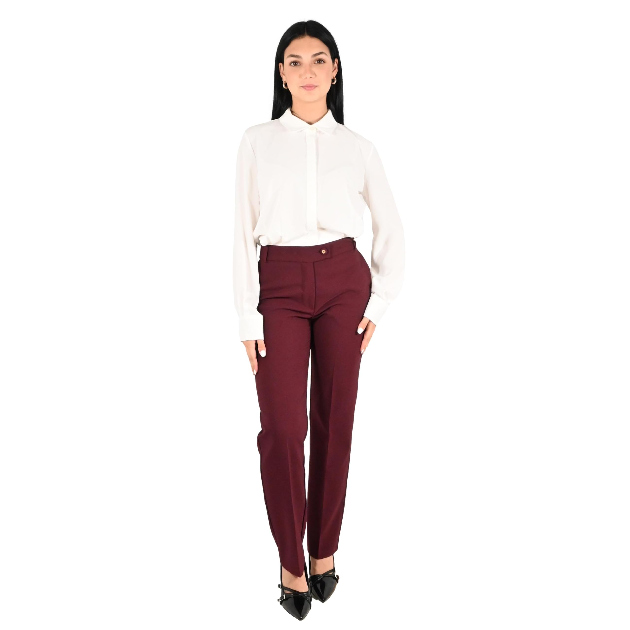 Rinascimento pantalone donna bordeaux rosso CFC0130150003
