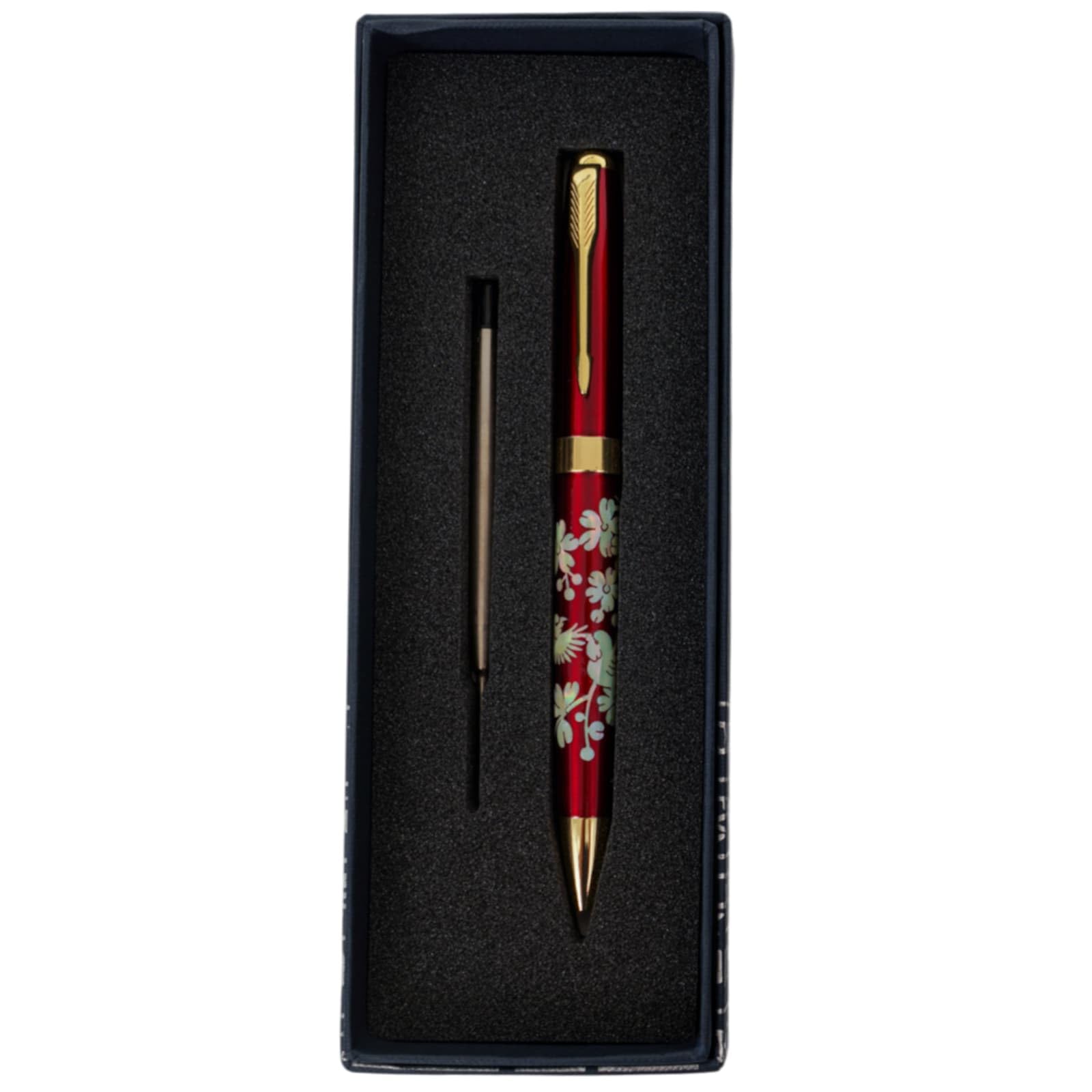 February Mountain Mother of Pearl Ballpoint Pen, Retractable Ballpoint Pens, for Gift, Business, Office, 1.0mm Medium Point Black Ink, Extras Replaceable Metal Refills (Crane-Blue-Black Ink) โ image 1