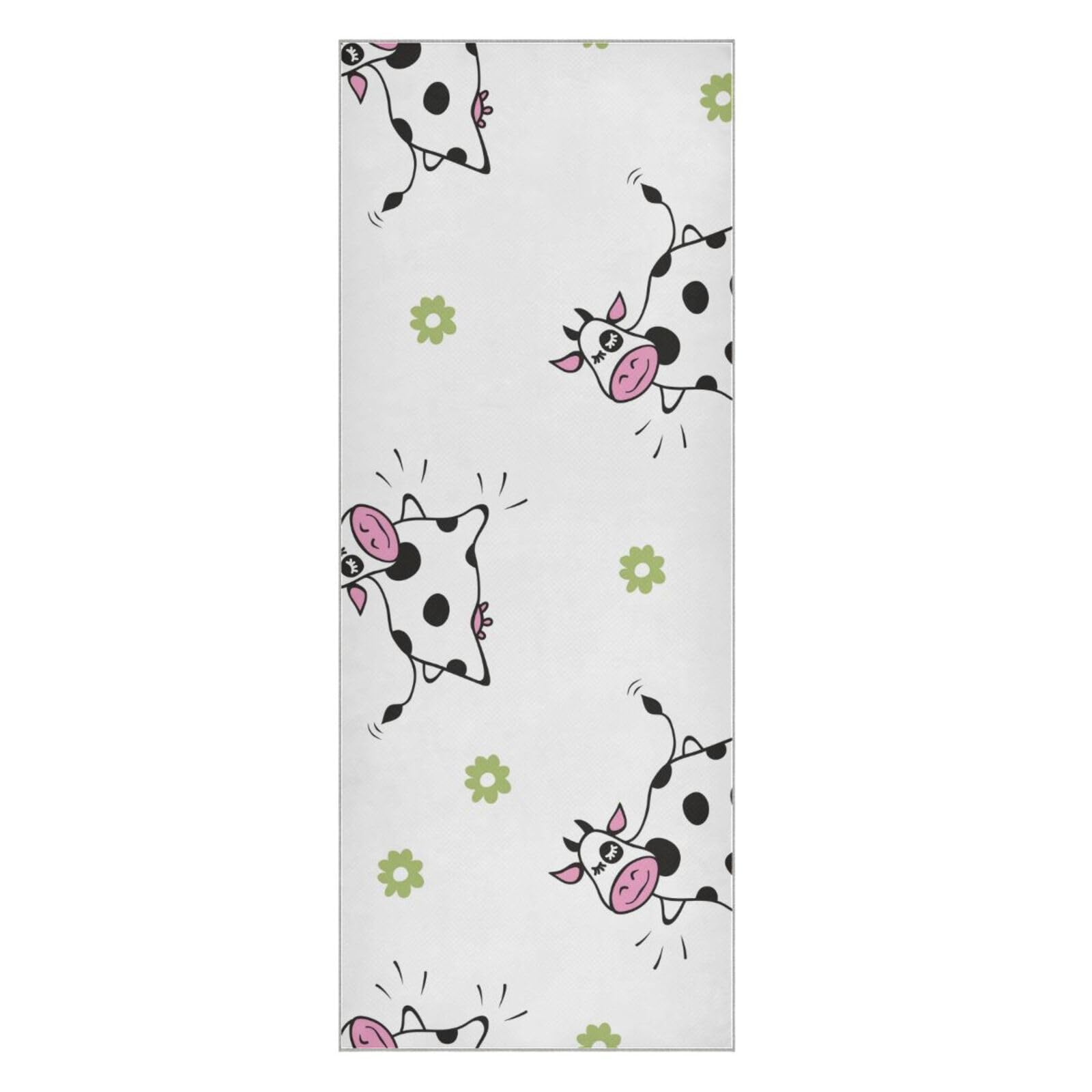 SEINDUS Jumping Happy Cow Hot Yoga Towel for Women & Men, Non Slip Super Absorbent and Quick Dry Yoga Mat Towel for Hot Yoga, Pilates and Fitness 73