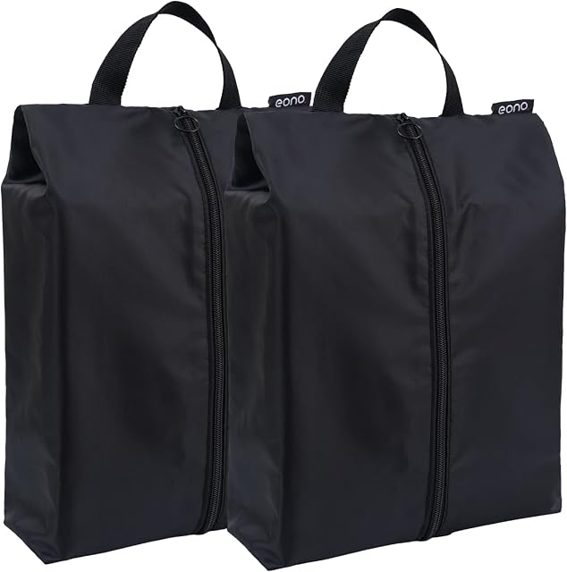 Amazon Brand - Eono Travel Shoe Bags 2Pcs (Standard Size), Packing Cubes for Shoes, Lightweight and Waterproof Nylon Bags with Zipper for Men & Women