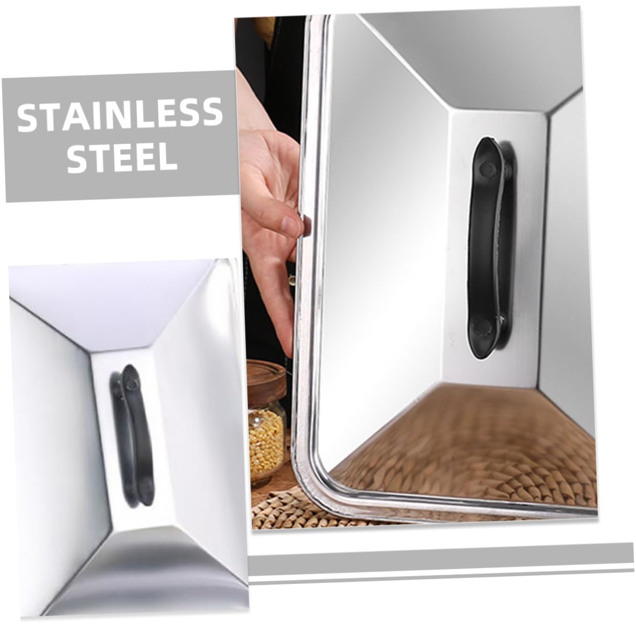 KOMBIUDA 2 pezzi Coperchio per Pentola Rettangolare in Acciaio Inossidabile Moderno con Coperchio Trasparente Visibile Resistente e Facile da Pulire Adatto per Cucina e Ristorante