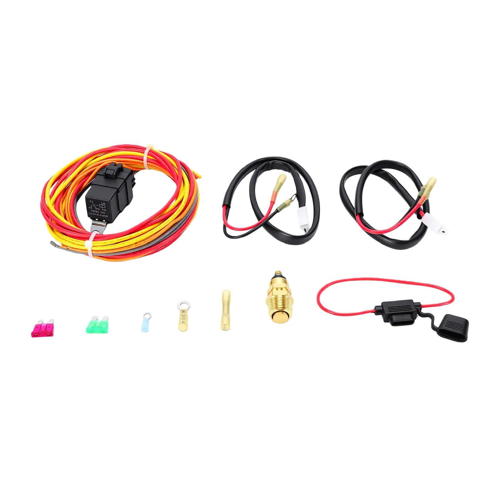 Tbest Kit de Cableado de Ventilador Eléctrico Universal con Cableado Más Grueso y relé, Interruptor de Control de Termostato para Actualizaciones del de Refrigeración