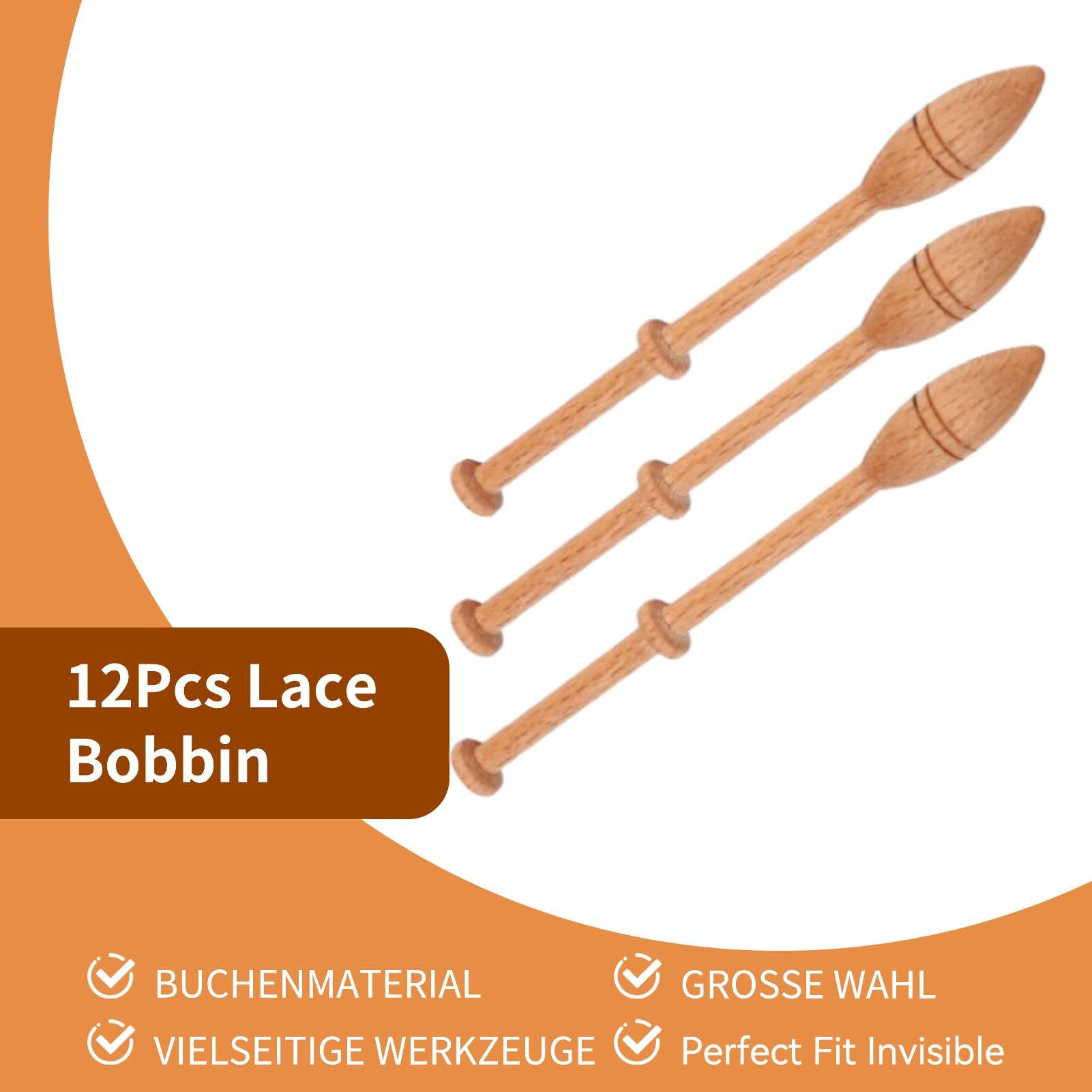 2 Fuselli Da Tombolo Inglesi In Legno Con Perline – Bobbins Lace Spangled (Occasion)