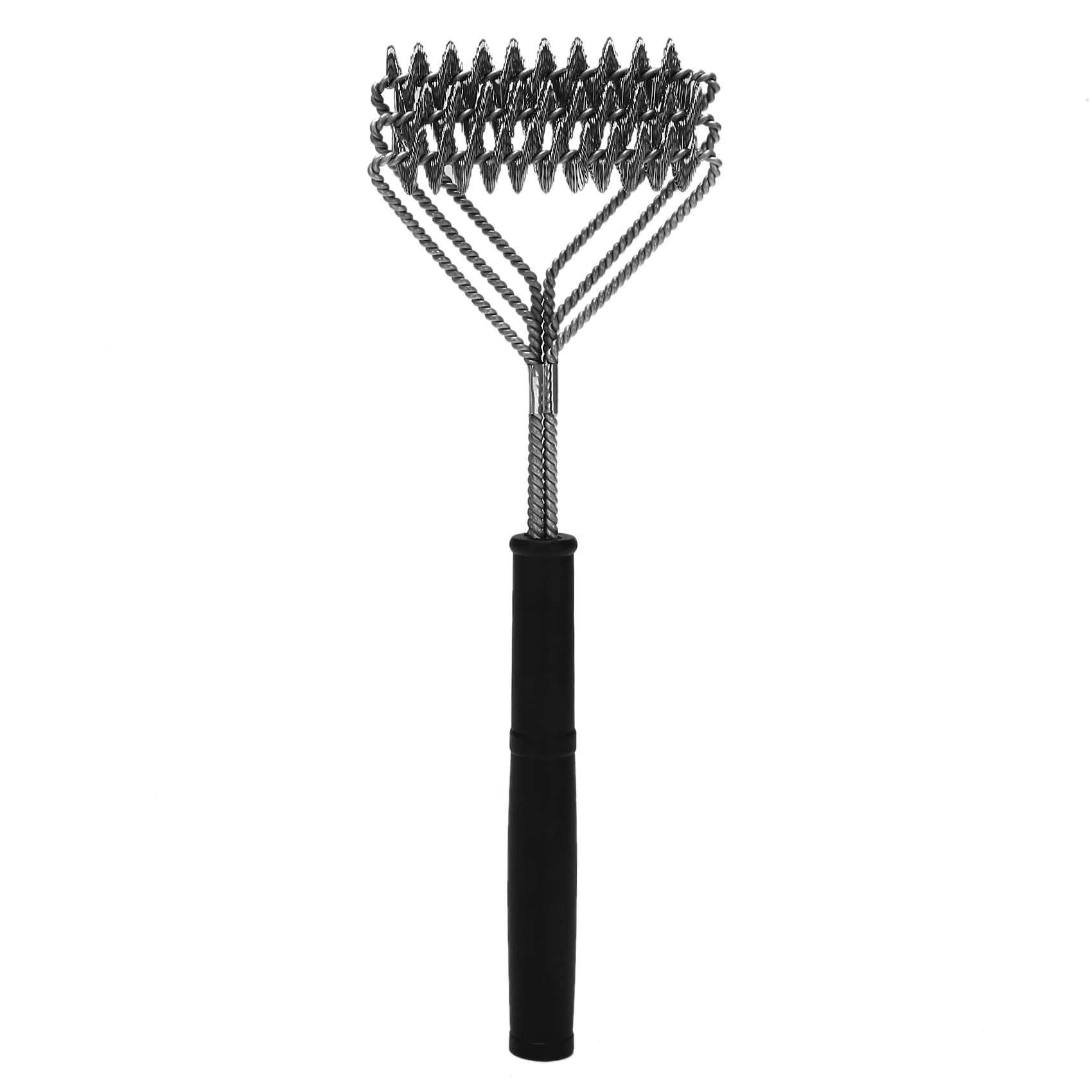 Brosse Nettoyage Barbecue Sans Poils - 3 Têtes à Ressort, Acier Inoxydable, 44 Cm | Pour Grilles En Porcelaine, Inox, Infrarouge