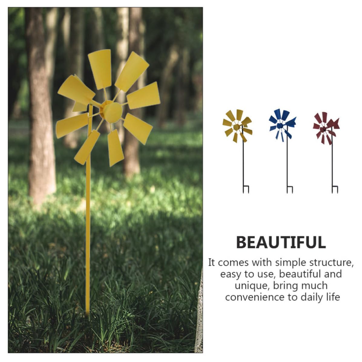 FRCOLOR Molino de Viento Giratorio de Hierro 3 Piezas para Jardín Exterior | Uso en Hogar y Parque, Diseño Delicado y Apariencia Única, Fácil de Usar y Seguro