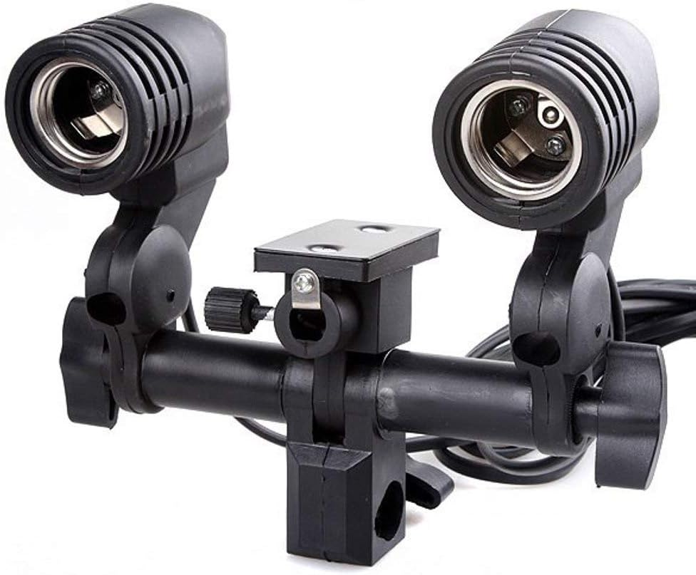 NEOHOOK 2 in 1 E27 Photo Studio Bulb Holder Base Socket Lamp Bulb Holder Adapter for Photo Video Studio Softbox Video Light - Black