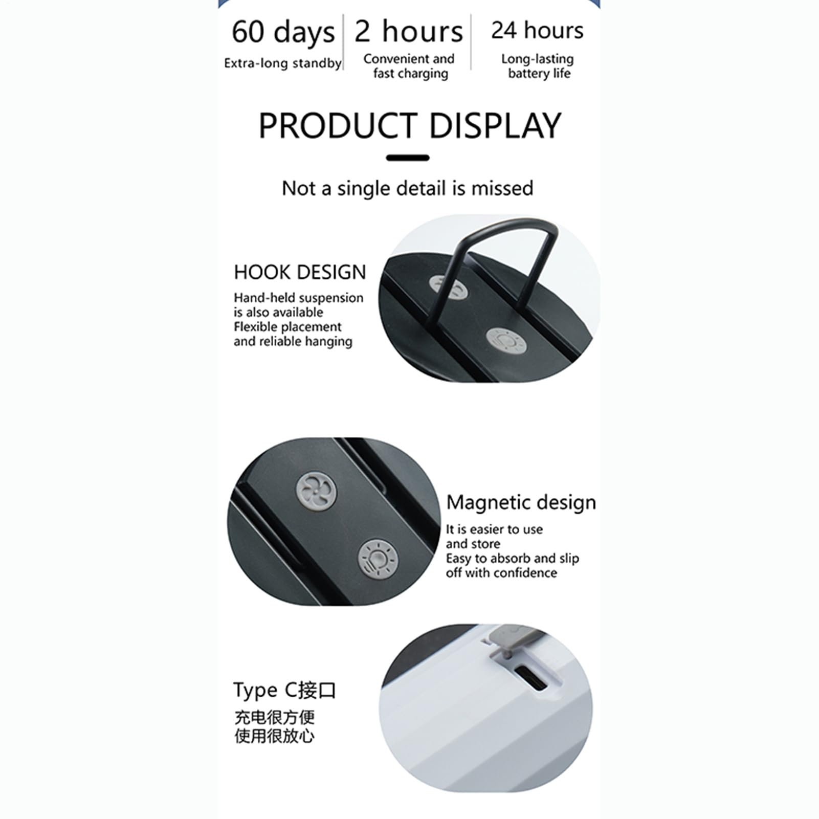 Luce per ventilatori da campeggio, luce da campeggio con fan,Ventile a soffitto a batteria portatile ricaricabile con luce a LED - Lampada da di raffreddamento a lanterna con gancio per le interruzion