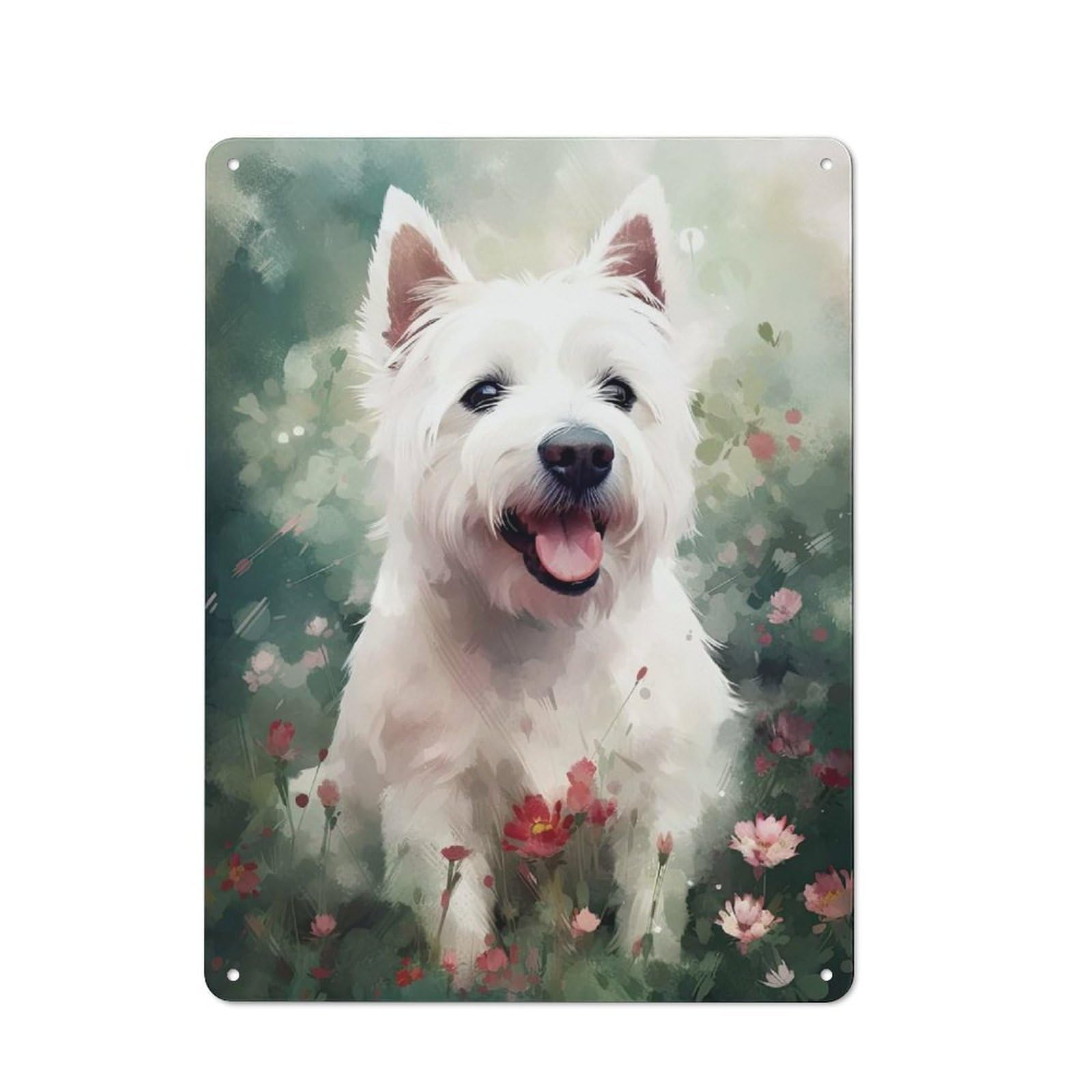 Westie Dog Watercolor Rustic Tin Sign 40x30cm, Vintage Porch Wall Decor for Conservatory, Home Bar Or Utility Room