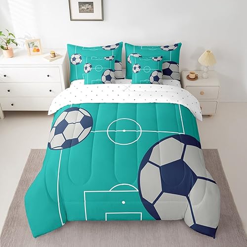 Miniatura 27 de Feelyou Juego de ropa de cama de fútbol americano tamaño Twin de 7 piezas, patrón de balón de fútbol americano para niños, niñas y adolescentes,