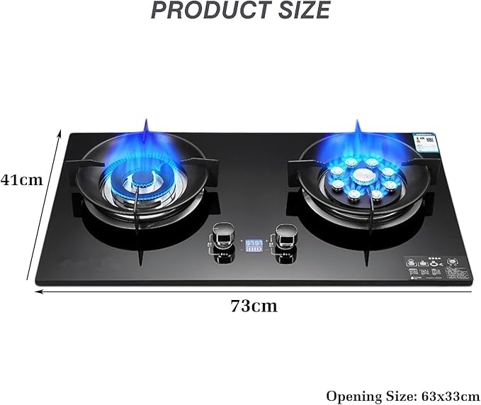 Estufa de Gas 2 Puestos 5.2/8.0KW Vidrio Templado Protección Apagado miniatura 2